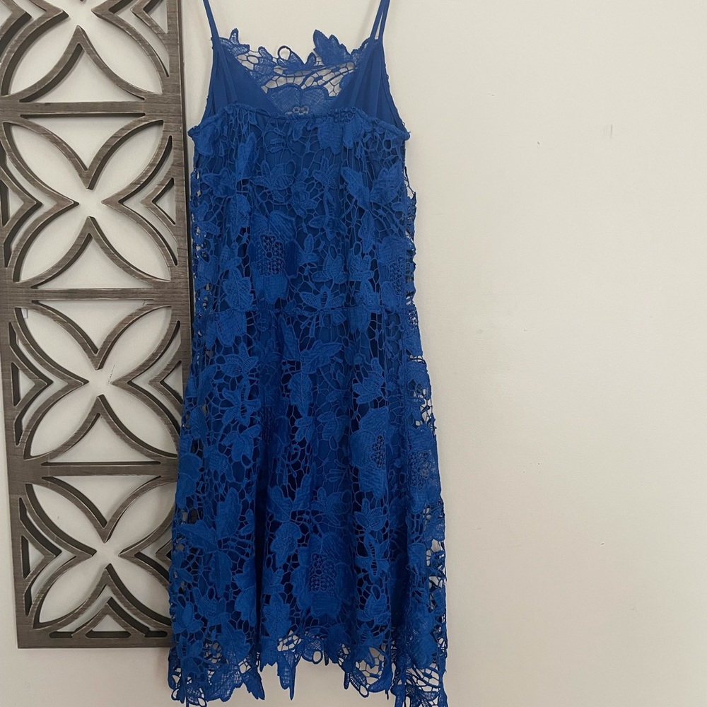 Blue Floral Lace Dress - Picture 2 of 4